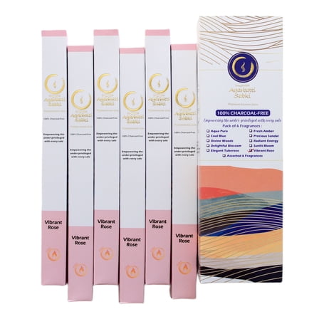 Agarbatti Sabki - Vibrant Rose Pack of 6 Squares - Premium Charcoal-free Incense Sticks (120 sticks)