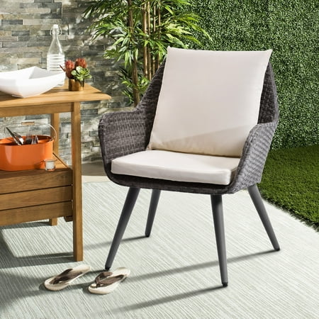 Restaurant Patio Furniture Chicago Patio PE Rattan Chair, Outdoor&Indoor Wicker Dining Chair, Accent Furniture Chair with Beige Cushion for Patio Garden Café Restaurant Bistro Bar Dinette and Hotel,Y00163 ()