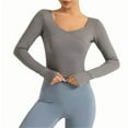 thumbnail image 2 of YueHuiYing Workout Sets for Women Tight-Fitting Seamless Long Sleeve Crop Tops High Waist Yoga Top, 2 of 9