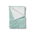 thumbnail image 2 of Butterfly Soft Flannel Fleece Throw Blanket, Monochrome Style of Various Flying Insects Botanical Elements, Cozy Plush for Indoor and Outdoor Use, 50" x 60", Pale Seafoam and White, by Ambesonne, 2 of 5