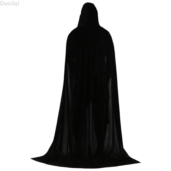 DuoJiaJ Adults Hooded Velvet Cape, Witch Cloak Party Dress Up Black Sizes M-3XL