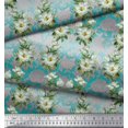 thumbnail image 3 of Soimoi Modal Satin Fabric Leaves & Magnolia Floral Printed Fabric 1 Yard 42 Inch Wide, 3 of 5