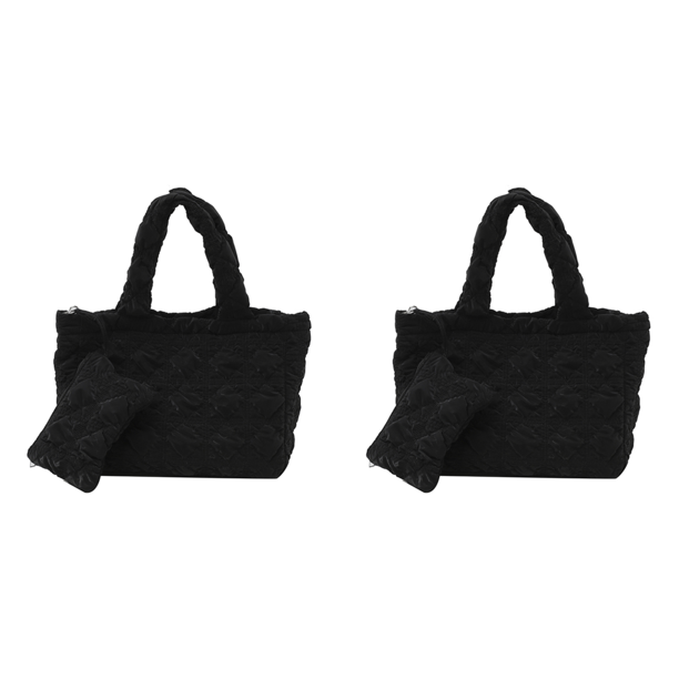 Bolso Mano Acolchado para Mujer Bolso Hombro Gran Capacidad Con Juego Monedero (negro)