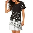 thumbnail image 2 of Wukai Piano Keys With Musical Notes Print Women's Loose Short Sleeve Nightgown, Soft Sleep Dress for Comfortable Relaxation, Casual Lounge Wear, 2 of 6