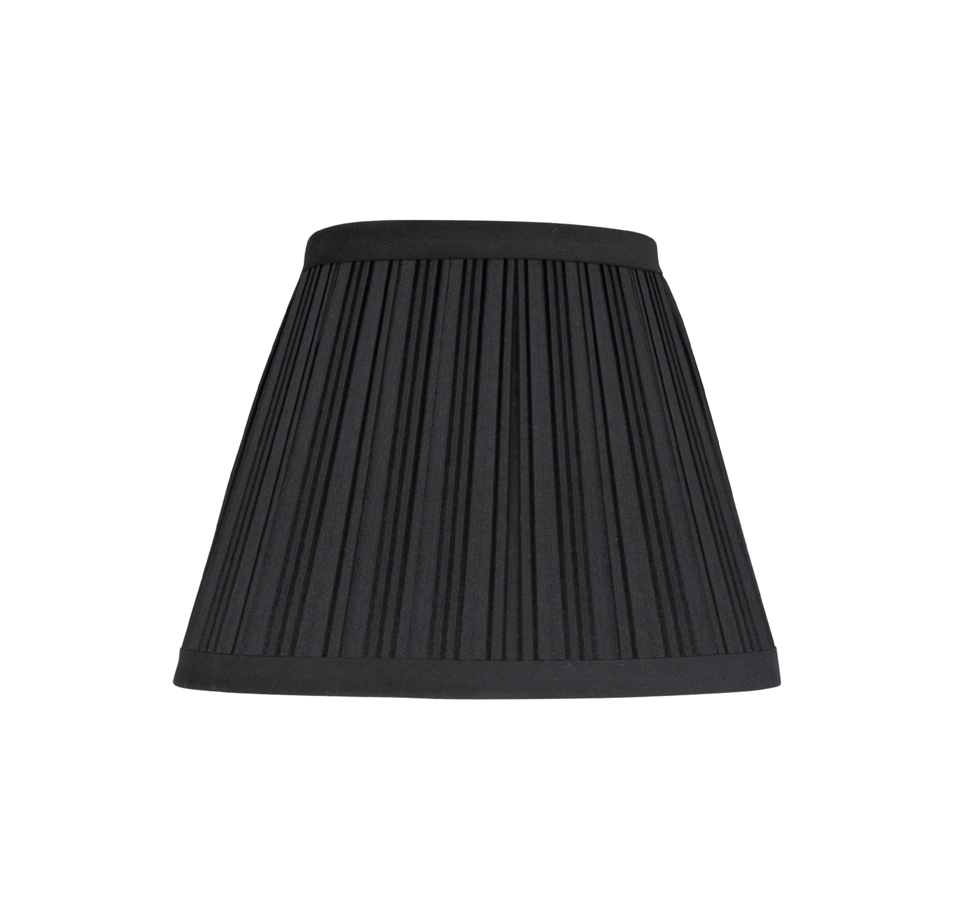 Black Pleated Cotton Empire Lamp Shade, 9" Wide