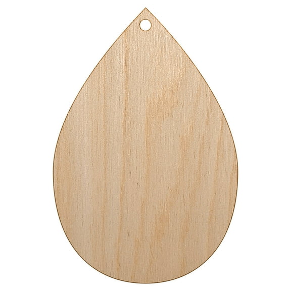 Raindrop Teardrop Wood Holiday Christmas Tree Ornament Unfinished DIY Pre-Drilled Craft
