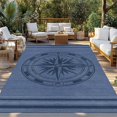 thumbnail image 3 of Fsddascl Nautical Compass Outdoor Rug for Patio/Deck/Porch, Non-Slip Large Area Rug 5 x 8 Ft, Navy Blue Striped Coastal Compass Indoor Outdoor Rugs Washable Area Rugs, Reversible Camping Rug Carpet, 3 of 5