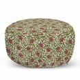 thumbnail image 1 of Vintage Pouf Cover with Zipper, Retro Style Abstract Flowers with Swirling Green Leaves Pattern, Soft Decorative Fabric Unstuffed Case, 30" W X 17.3" L, Olive Green Eggshell, by Ambesonne, 1 of 5