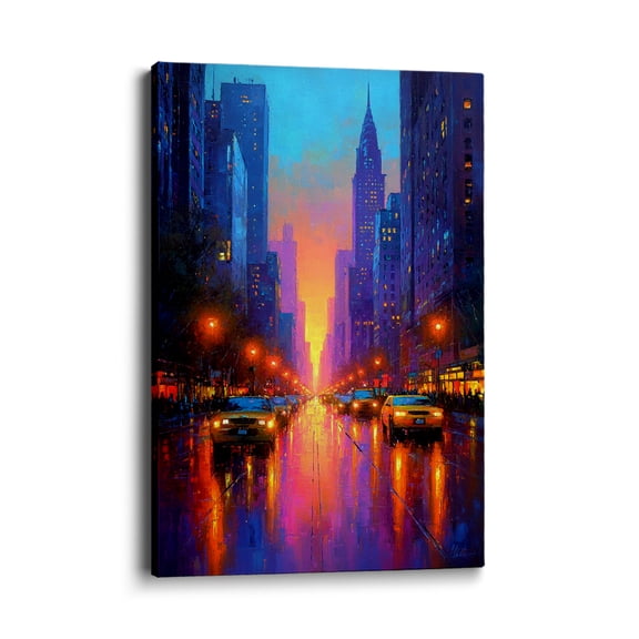 Topbout Art Modern Cityscape New York Chrysler Cab Canvas Art Gallery Wrapped - Living Room Office