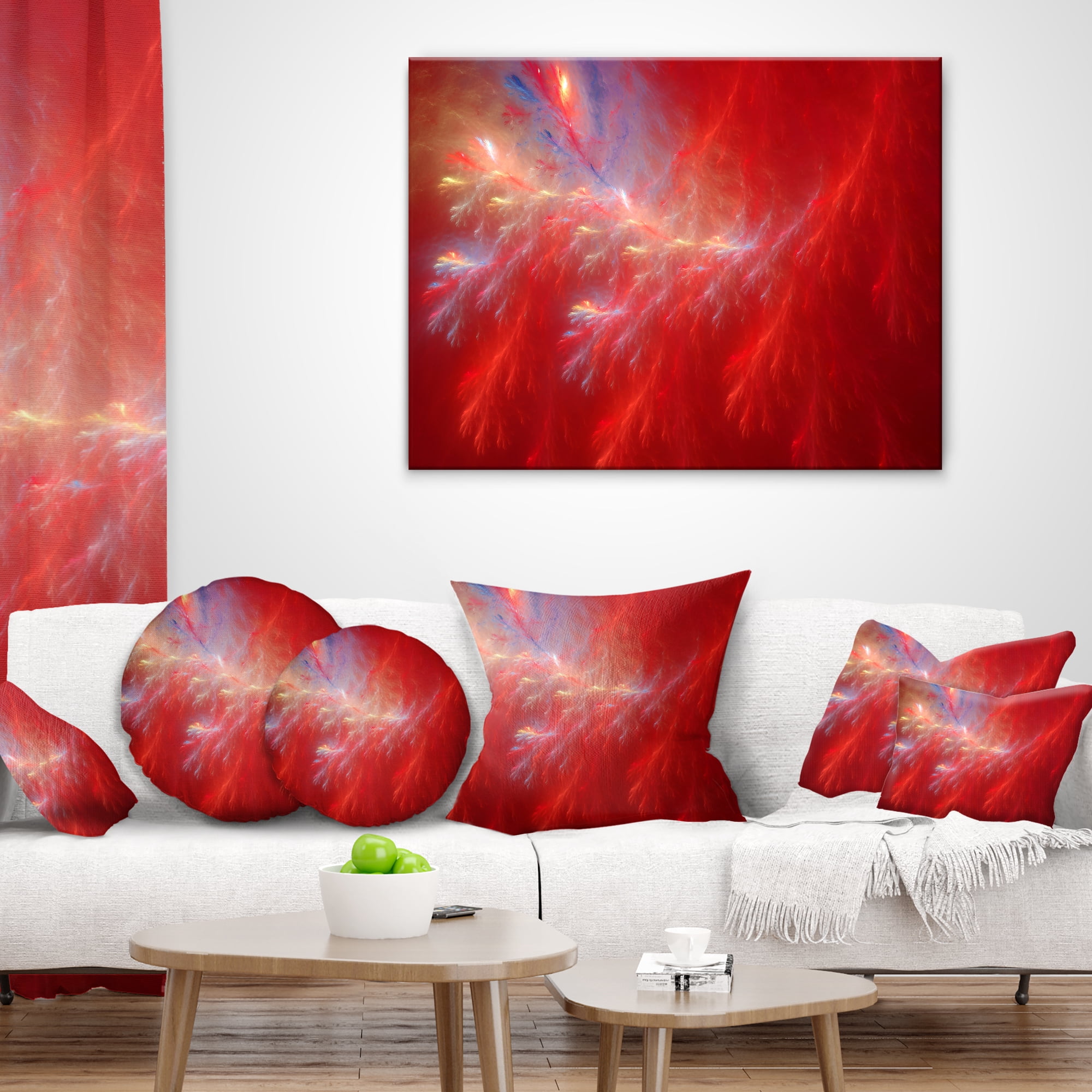 Designart Mystic Red Thunder Sky - Abstract Throw Pillow - 18x18