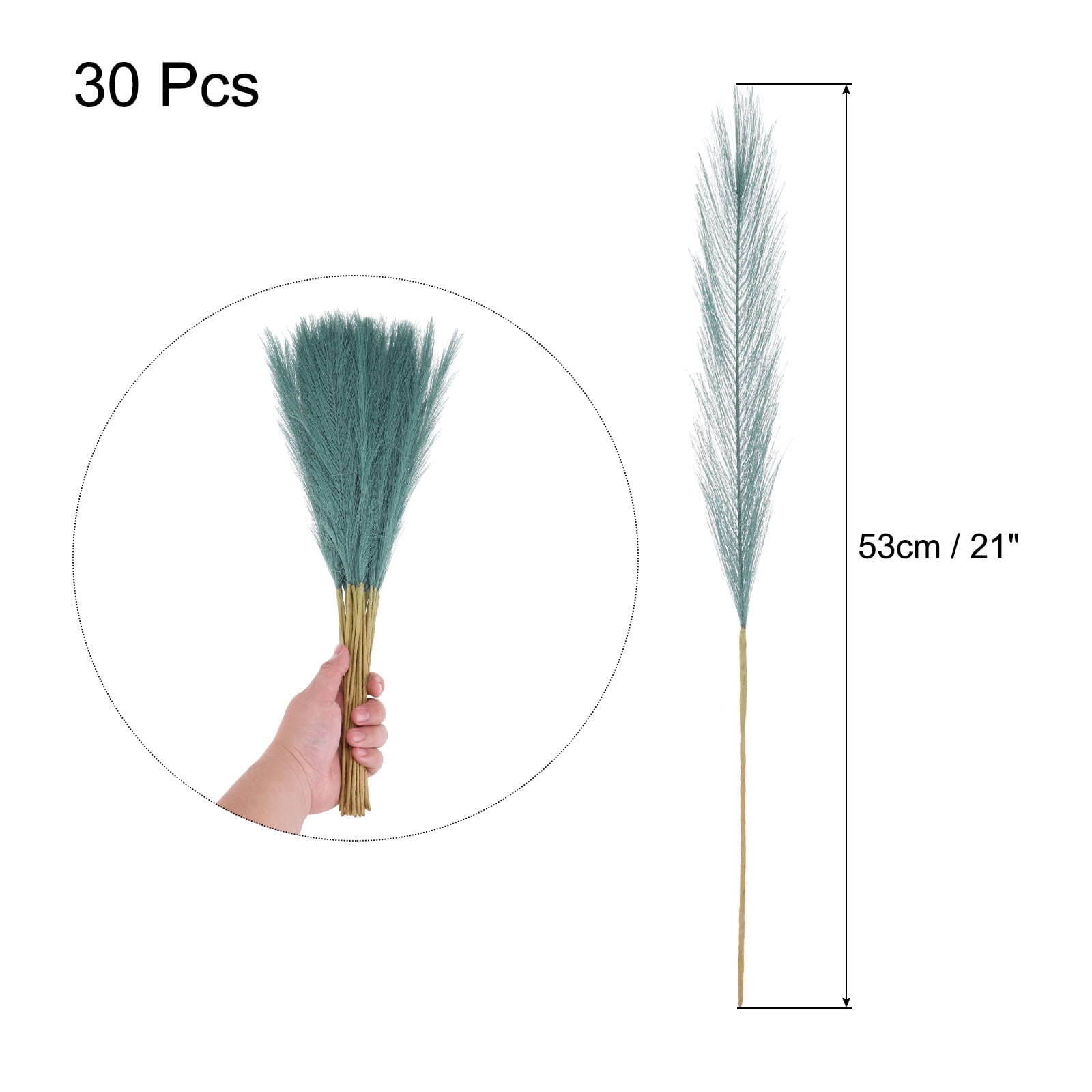 Uxcell 30pcs Dried Faux Pampas Grass 21 Inch Artificial Fake Fluffy Pampas Grass Decor for Fall Home Vase Floor Table Wedding Decorations, Blue Green