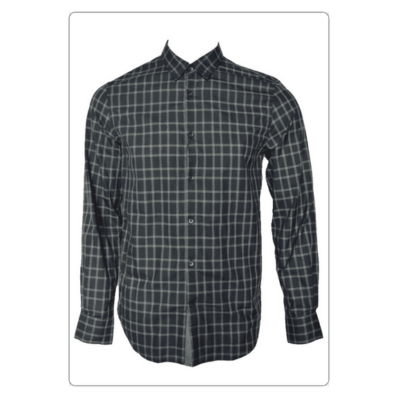 JOHN VARVATOS STAR USA Men's Check Long Sleeve Button Down Slim Fit Shirt S/DARK BLUE