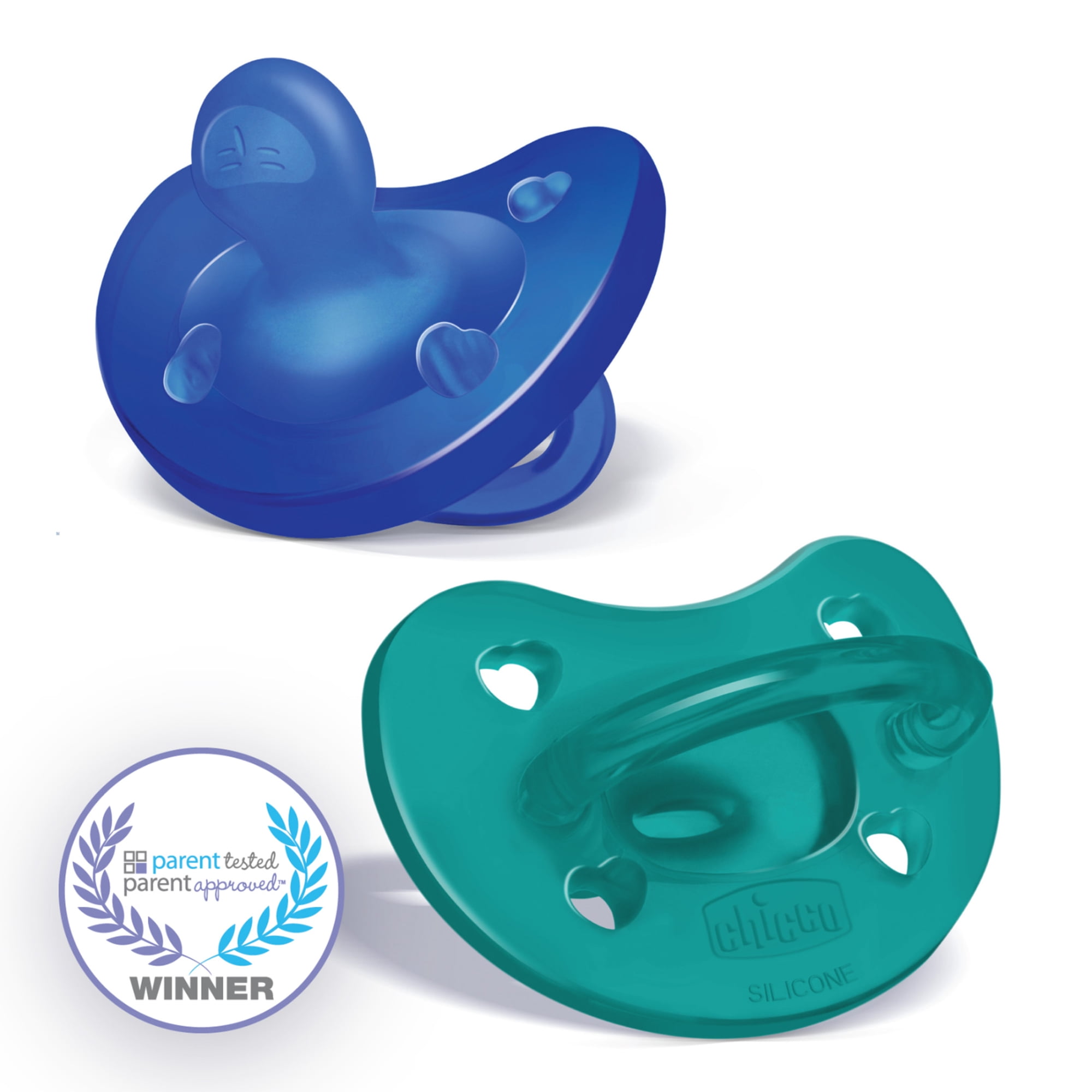Chicco PhysioForma® One-Piece Silicone Pacifier, 16-24 Months, 2pk - Blue/Green
