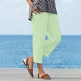 thumbnail image 2 of SwiftWear Women's Cotton Linen Straight Leg Pants Elastic Waist Casual Ankle Cropped Trousers with Pockets Stretch Pull On Comfy Pants, 2 of 9