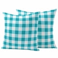 thumbnail image 2 of Pack of 2 Outdoor Pillow Covers 18x18 Inch Waterproof Turquoise Checkered Throw Pillow Covers,Decorative Couch Pillow Case Sham Farmhouse Buffalo Plaid Pillowcases Cushion Covers for Patio Garden, 2 of 8