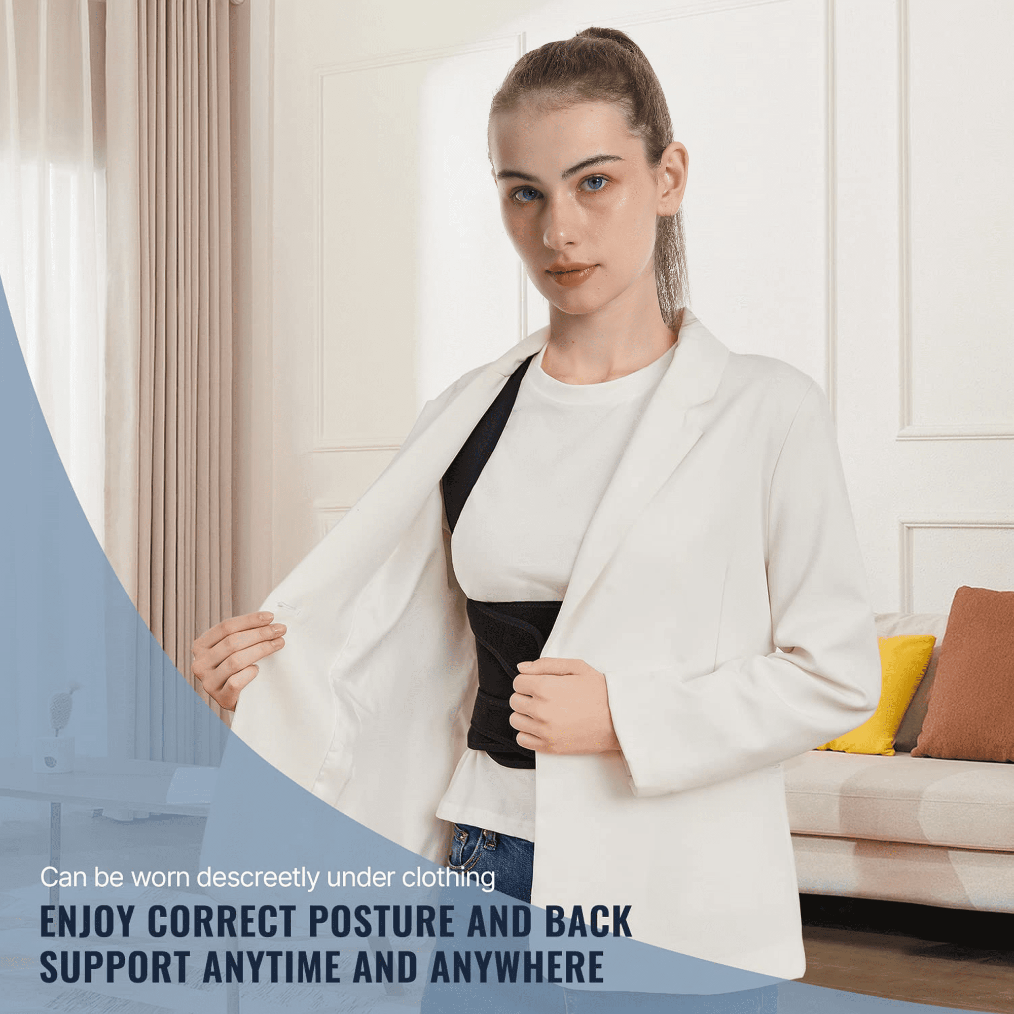 NEENCA Back Brace Posture Corrector for Women and Men, Adjustable Spine Support, Black, S Count
