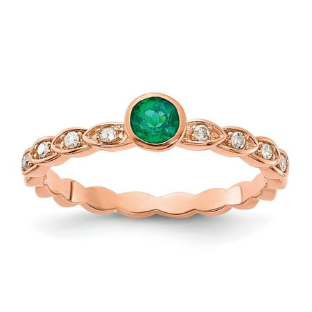 Auriga Fine Jewelry 10K & Rhodium Rose Gold Emerald & Diamond Ring for Women Size- 7