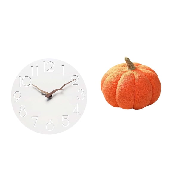 Reloj de pared,Reloj de pared decorativo para baño y dormitorio.,Almohadas de calabaza de Halloween,Almohadas de calabaza de Halloween Decoración del hogar Suave,Cojines de calabaza para