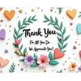 thumbnail image 2 of Yatrandify Floral Design Thank You Banner Heart Pattern Decorative Element Appreciation Message for Employee Recognition Event Celebration Office Decor, 2 of 8