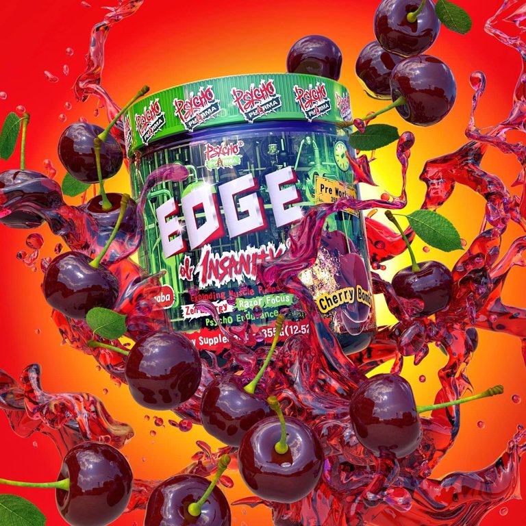 Psycho Pharma Edge of Insanity Cherry Bomb Pre-Workout Powder, 50
