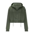 thumbnail image 5 of tarylea Hoodies for Women Drawstring Full Zipper Sweatshirt Long Sleeve Solid Color Crop Tops Casual Fitting Workout Running Tops, 5 of 6