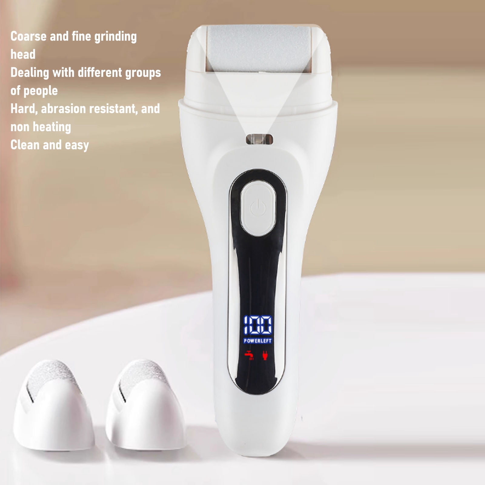 BIMZUC Electric Foot Callus Remover Pedicure Kit USB Rechargeable IPX7 Water Resistant Foot Grinder File White 10 Pcs Set