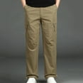 thumbnail image 5 of QATAINLAV Men's Casual Straight Leg Pants Loose Fit Multiple Pockets Lightweight Cargo Pants Solid Color Big and Tall Work Trousers Khaki XXXXL Spring Savings, 5 of 6