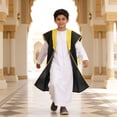 thumbnail image 2 of QHFBli Kids Boys Robe Clothes Kimono Loose Abaya Long Sleeve Embroidered Chiffon Kaftan Cardigan Casual Dubai Thobe, 2 of 4