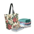 thumbnail image 2 of FORMRS Womens Canvas Tote Bag with Zipper Inner Pocket Shoulder Handbag, Red Christmas Poinsettia, 2 of 7