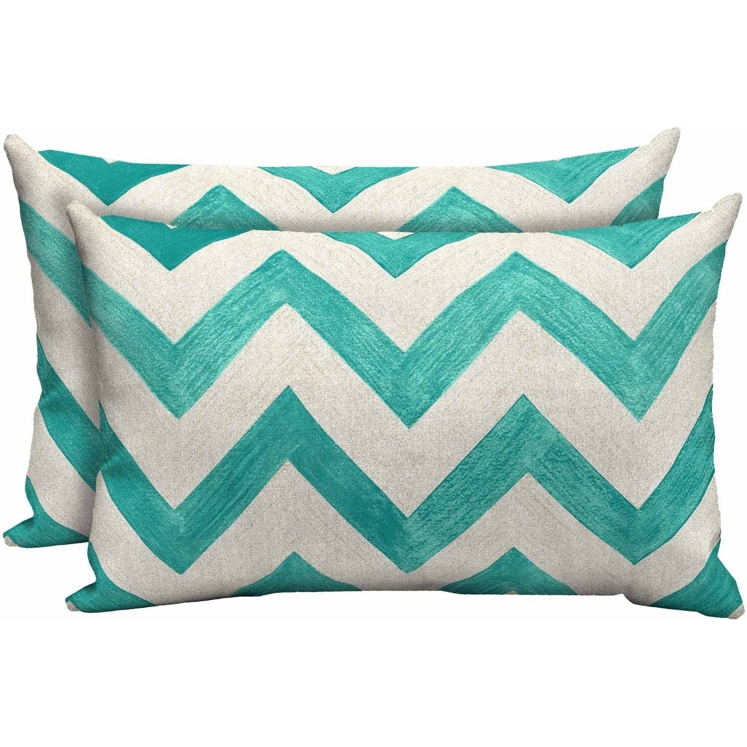 Mainstays Outdoor Patio Lumbar Toss Pillow, Set of 2, Multiple Patterns