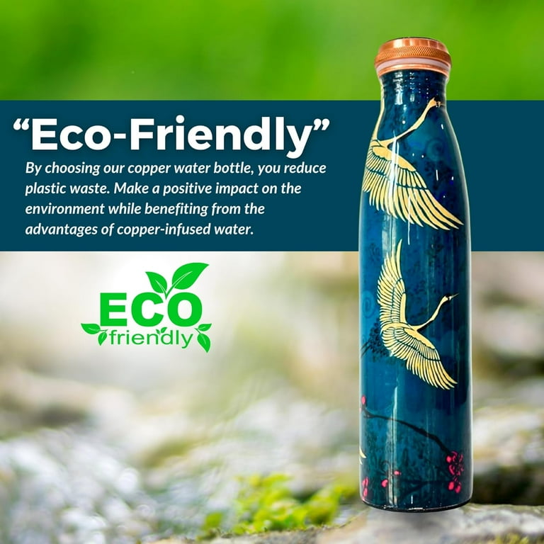 Ayurvedic Pure Copper Water Bottle 32 Oz - Leak-Proof, For Sports, Travel, Yoga, Gym & Everyday Use