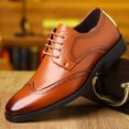 thumbnail image 2 of Men's Brogue Wingtip Formal Leather Dress Shoes Lace Up Non Slip Wedding Business Oxford Shoes, 2 of 5