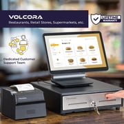 Volcora 13 Manual Push Open Cash Register Drawer for POS System, Touch Panel Stainless Steel Front, Black Heavy Duty Till 4 Bills 5 Coin, Key Lock, Fully Removable Money Tray Double Media Slots