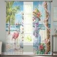 thumbnail image 2 of Coastal Snowman Christmas Sheer Curtains 84 Inches Long 2 Panels Set, Window Sheer Curtains for Living Room/Bedroom, Xmas Tree Flamingo Beach Light Filtering Rod Pocket Curtain 52'' x 84'' x 2, 2 of 7