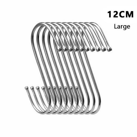 Lierteer 10PCS Stainless Steel S Hooks Kitchen Meat Pan Utensil Clothes Hanger Hanging