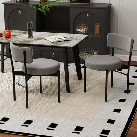 Costway - Dining Chair Set of 2 with Curved Backrest Padded Seat & Metal Legs for Dining Room - Gray