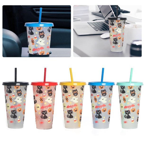 Halloween Cold Drink Cup Portable Dining Supplies Straw Cup Iced