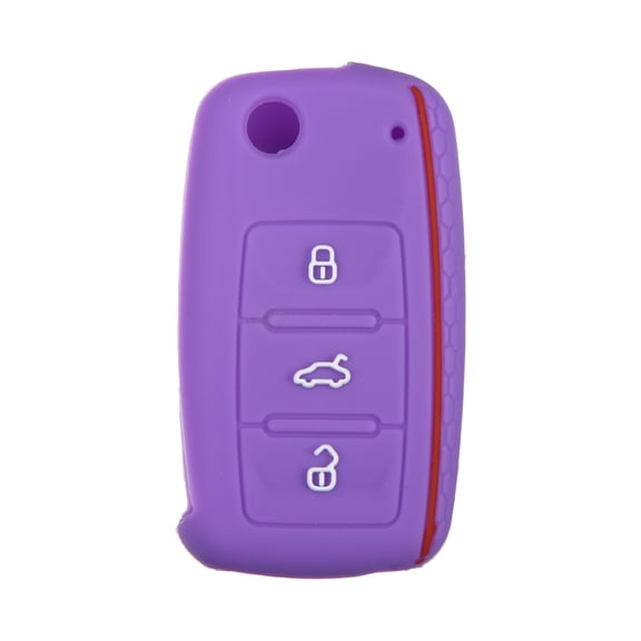 Unique Bargains Purple Silicone Car Remote Control Key Fob Shell Protector for Volkswagen Jetta GTI Passat 3 Button