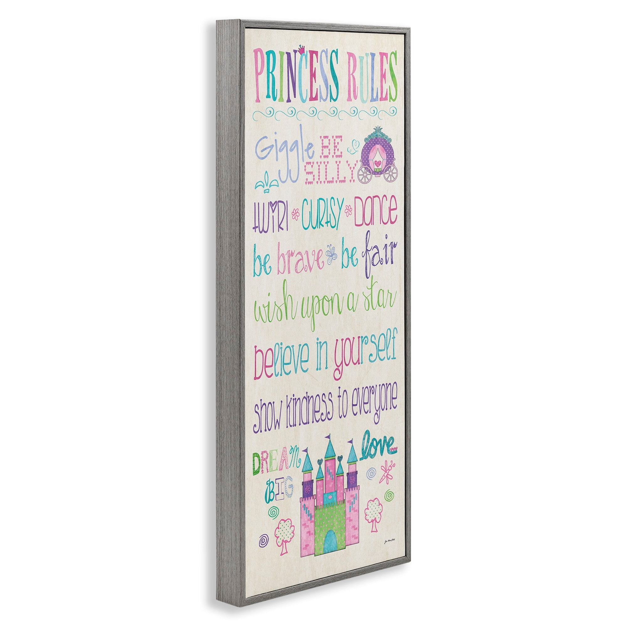 Stupell Industries Princess Rules Castle Typography, 13 x 30,Design by Jo Moulton