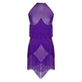 thumbnail image 3 of iefiel Robe de Danse Latine à Franges pour Femmes Cha Cha Tango Salsa Samba Rumba Robe de Danse Violette TG, 3 of 4