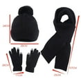thumbnail image 3 of Idoravan Womens Winter Beanie Hat Scarf Set Women's and Men Knit Hat Warm Scarf Gloves Three Piece Thickened Pullover Hat Black, 3 of 3