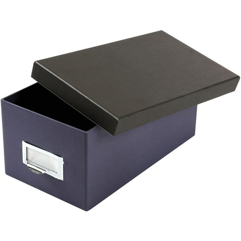 Index Card Storage Box, Holds 1,000 4 x 6 Cards, 6.5 x 11.5 x 5, Pressboard, Indigo/Black Index Card Storage Box, Holds 1,000 4 x 6 Cards, 6.5 x 11.5 x 5, Pressboard, Indigo/Black
