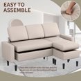 thumbnail image 5 of Walsunny 74" Convertible Sectional Sofa Couch 3-Seat L-Shaped Sofa with Modern Linen Fabric Upholstered Space-Saving with Reversible Chaise Dark Beige, 5 of 8