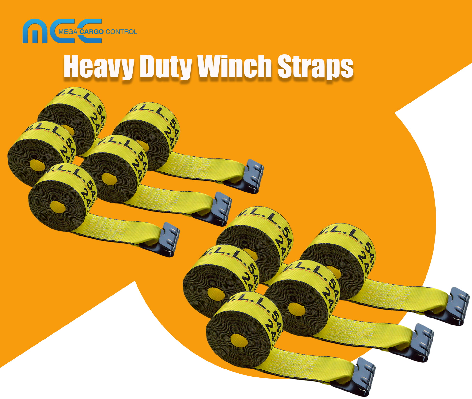 Ten 4 x 30 Winch Straps with Flat Hooks for Flatbed Trailers Trucks