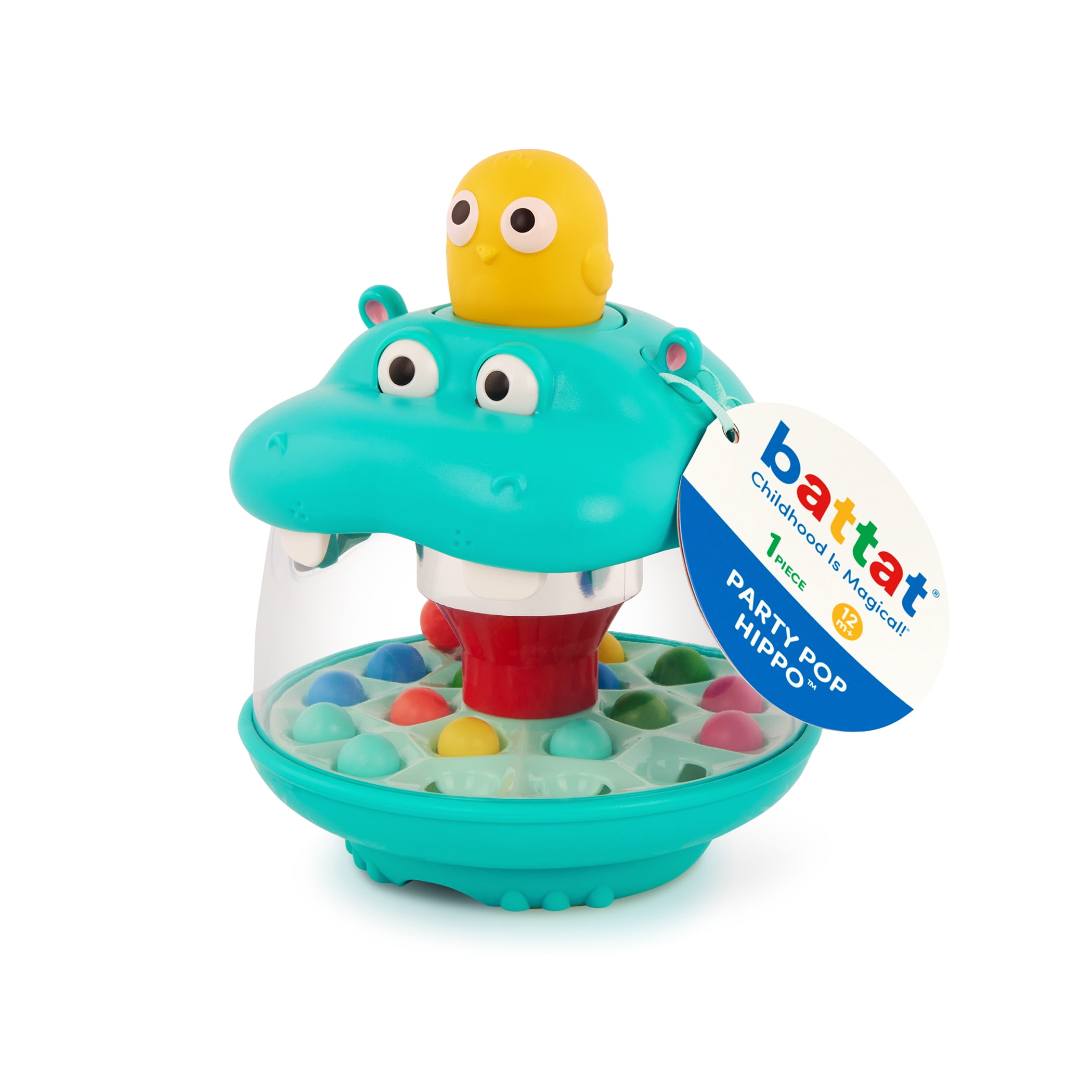 Battat Party Pop Hippo Ball Popping Toy with 18 Colorful Balls