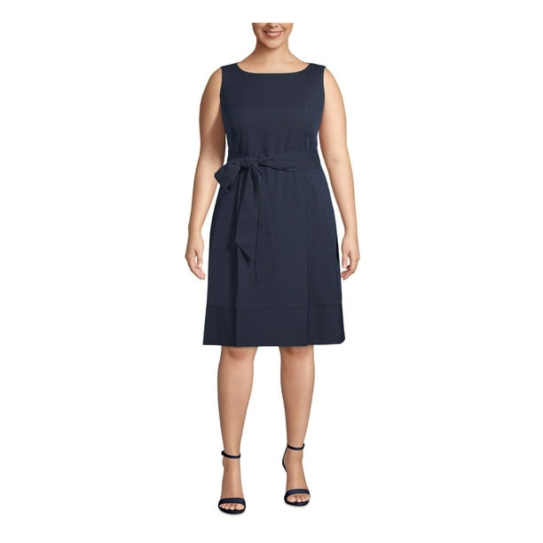 Anne Klein - Anne Klein Womens Plus Striped Belted Special Occasion ...