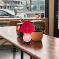 thumbnail image 3 of FSLiving Small Cute Ceramic Pot Table Lamp Cordless Battery Operated by Remote Dimmable, Wireless Warm Light Red Pleated Lampshade, Dimmable, Candypink Mushroom for Living Room, Console, End Table, 3 of 8