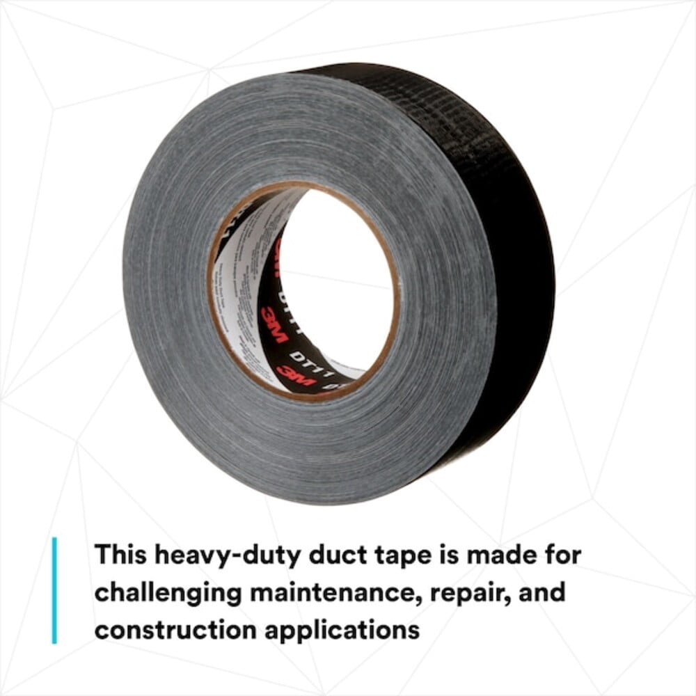 3m Duct Tape, Black, 60 yd L, 1-7/8 in W DT11