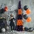 thumbnail image 7 of 5 Foot Black Halloween Christmas Tree with 50 LED Purple Lights - Collapsible Pop Up Purple Spider Sequins Tinsel Artificial Pencil Halloween Scary Decorations Home Fireplace Party Indoor Outdoor, 7 of 7