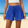 thumbnail image 6 of Ounisa Women's Summer Casual Fashion Solid Drawstring Elastic Waist Loose Culottes Shorts Flowy Breathable Lightweight Airy Shorts, 6 of 7